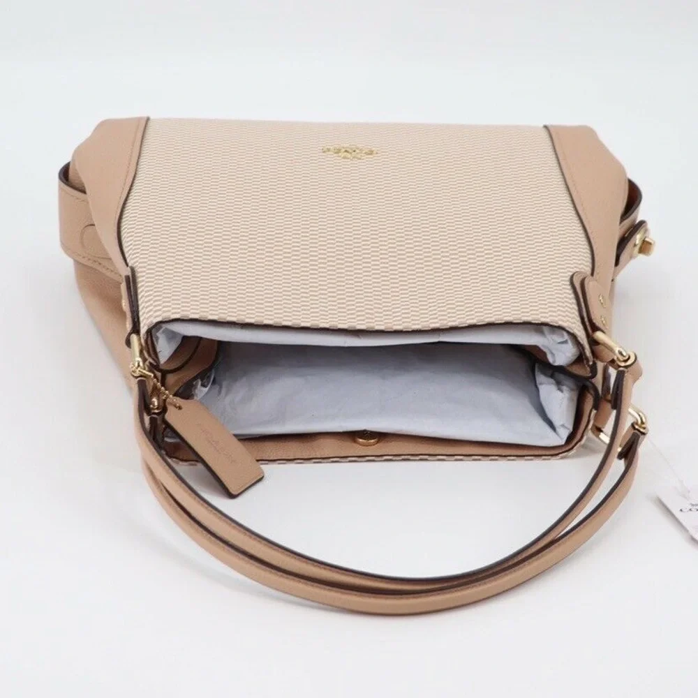 New Coach Edie 31 Jacquard and Leather Shoulder Bag Beechwood - Picture 8 of 13